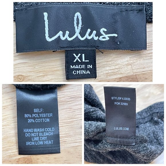 Lulu's Wrap Dress Gray Charcoal Long Sleeve Knit Stretch Womens XL - Picture 8 of 8